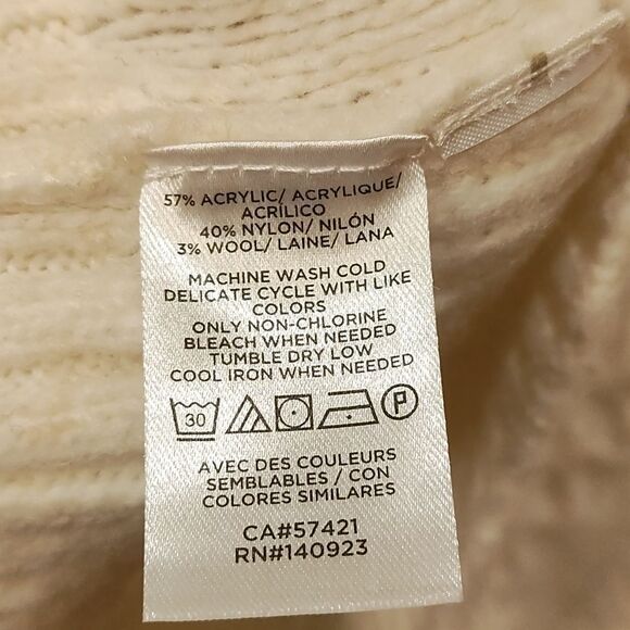 Loft boxy cable knit oversized sweater chunky top ivory minimalist chic Sm - Picture 6 of 7